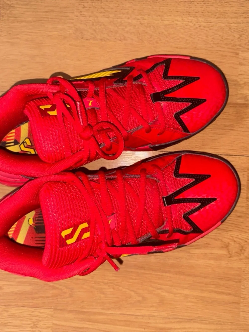 Puma Kids Red Sneakers with Yellow Accent